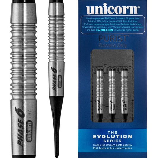 Unicorn Evolution Darts - Soft Tip Tungsten - Phase 6 Purist 18g