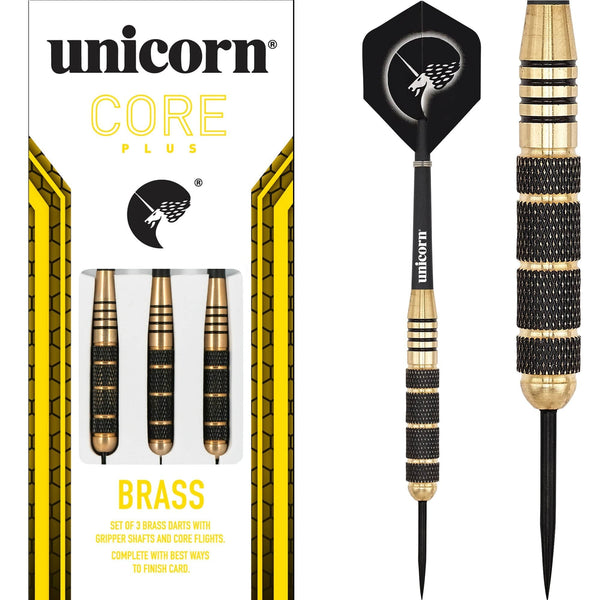 Unicorn Core Plus Brass Darts - Steel Tip - Black Knurl