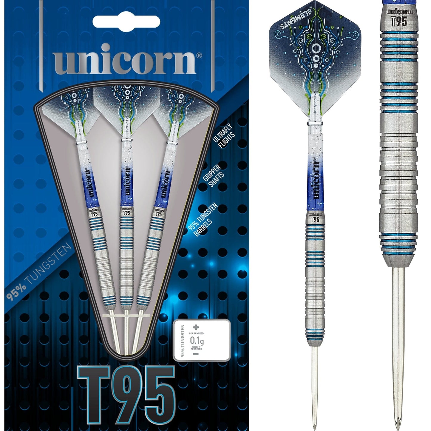 Unicorn T95 Darts - Steel Tip - Core XL - S2 - Blue 21gPERS