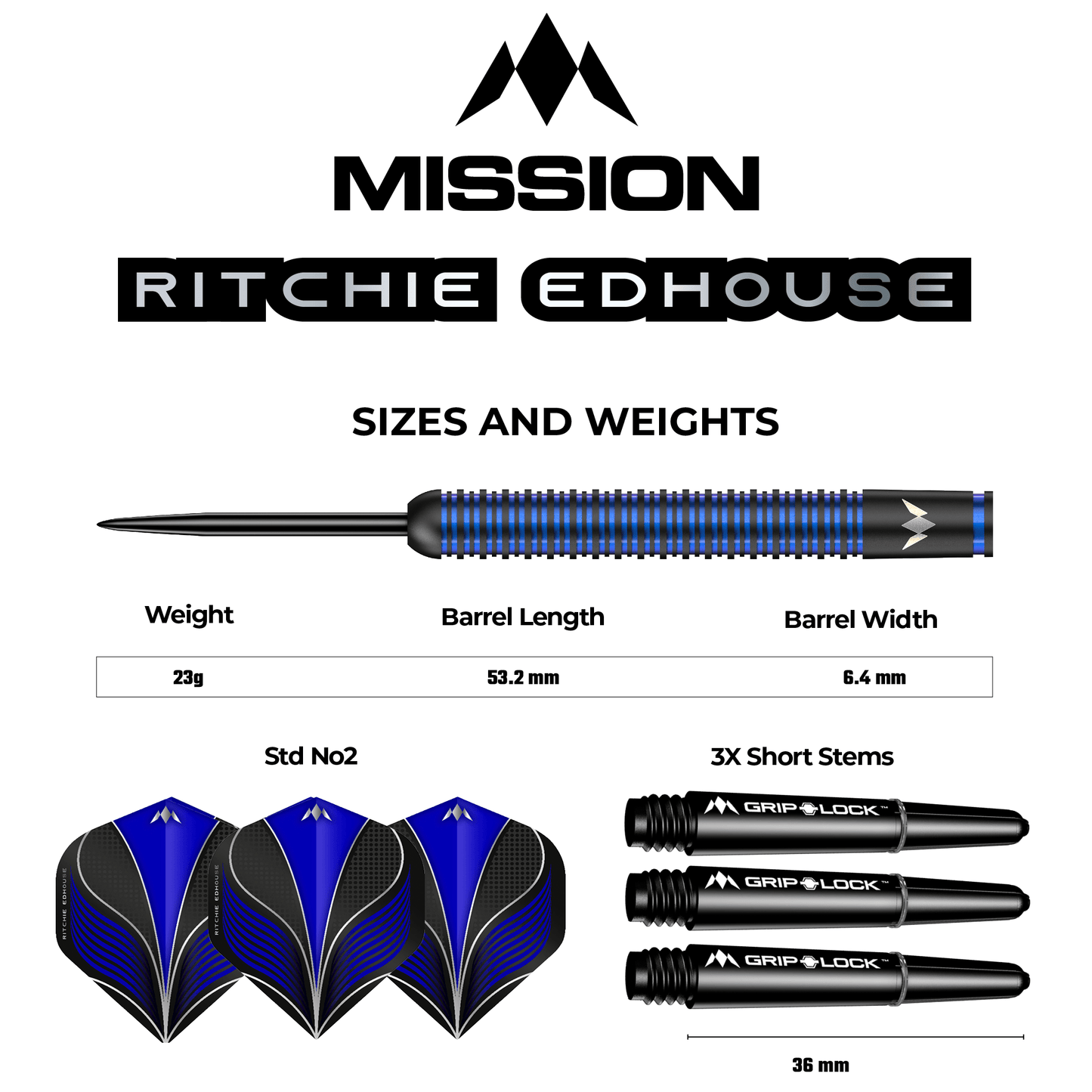 Mission Ritchie Edhouse Darts - Steel Tip -  90% - Madhouse - Black Titanium 23g