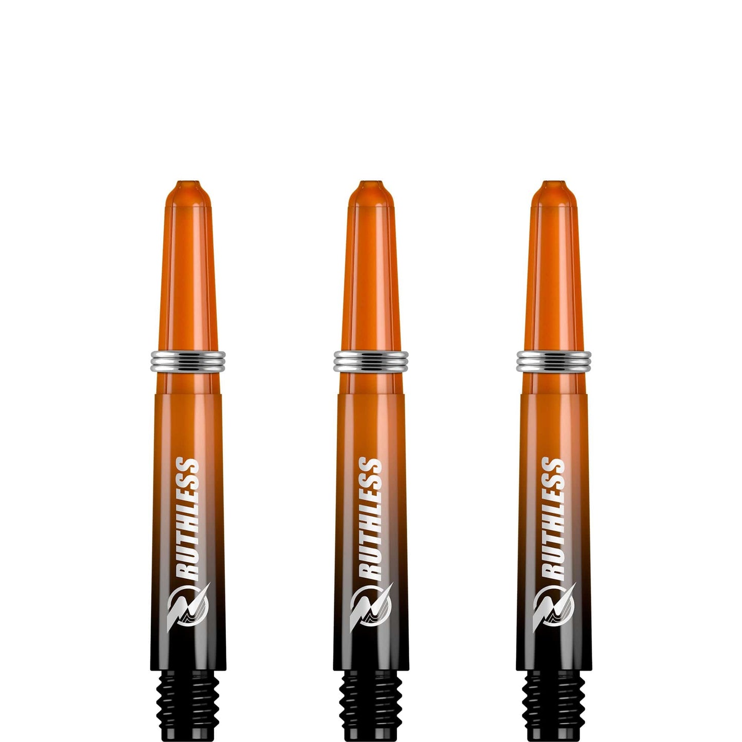 Ruthless Deflectagrip Plus Dart Shafts - Polycarbonate Stems with Springs - Orange Short