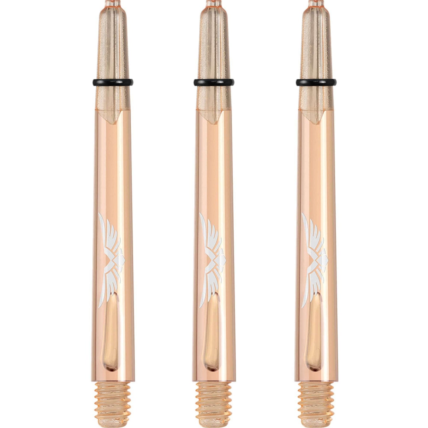 Shot Eagle Claw Dart Shafts - with Machined Rings - Strong Polycarbonate Stems - Copper Orange Medium