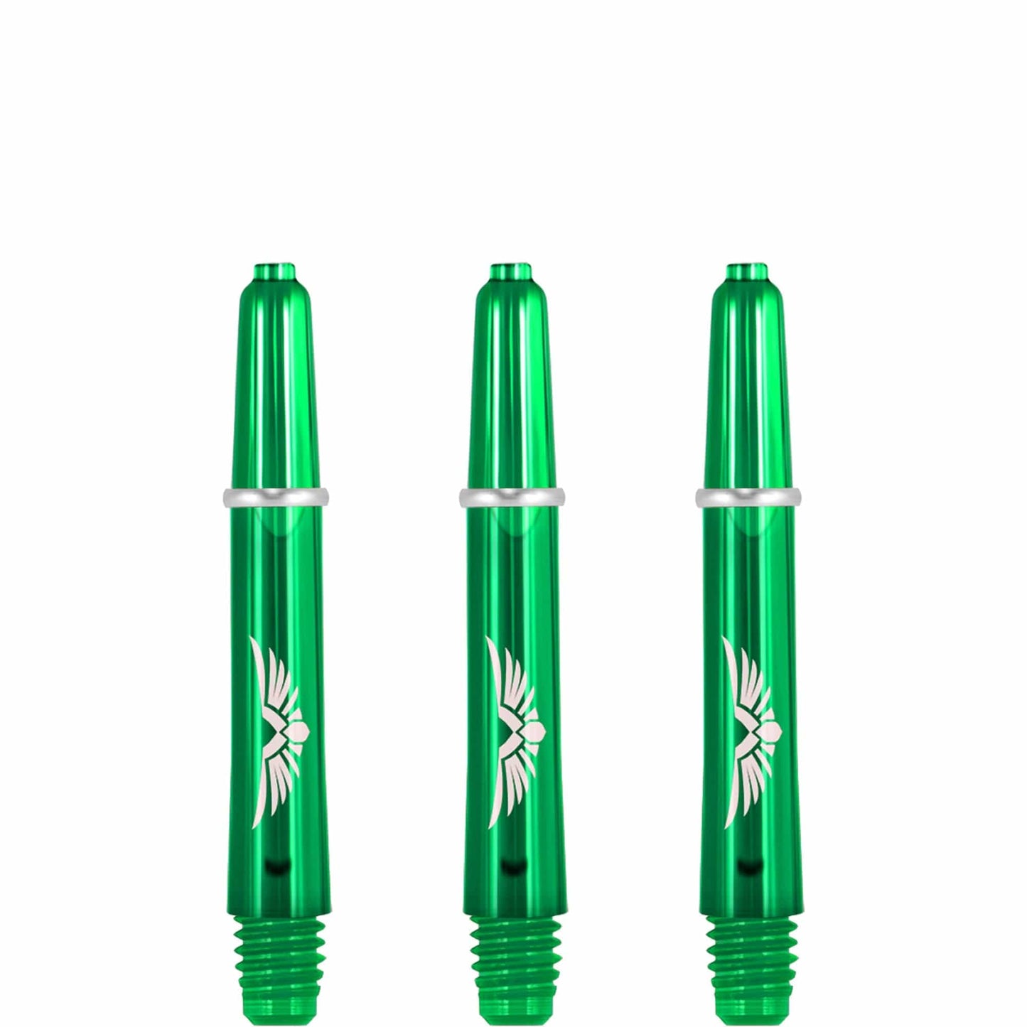 Shot Eagle Claw Dart Shafts - with Machined Rings - Strong Polycarbonate Stems - Green Short