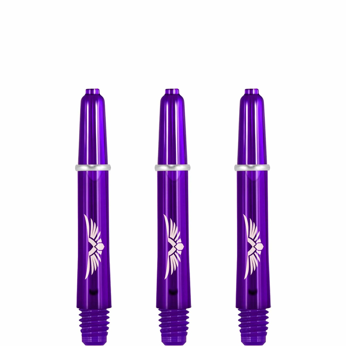 Shot Eagle Claw Dart Shafts - with Machined Rings - Strong Polycarbonate Stems - Purple Short