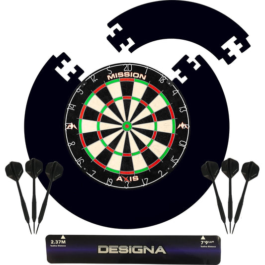 Deal 01 - Black Jigsaw Surround - Axis Dartboard - Throwline - 6 Darts