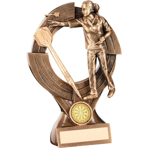 Lady Dart Player Figurine Throwing Dart - Resin Award - Large