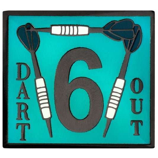 *Designa Darts Pin Badges - Enamel Pin Badge - 6 Dart Out - Square