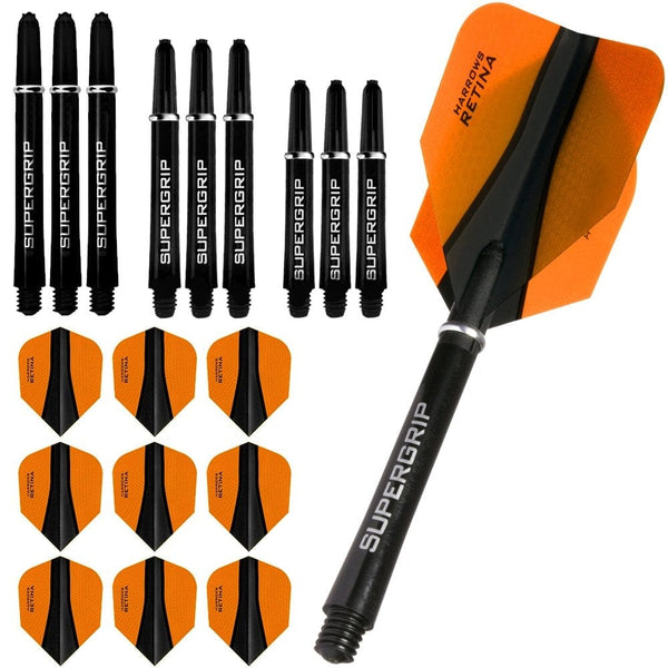 Harrows Retina-X Dart Flights and Shafts Combo Kit - 3 Sets - Orange