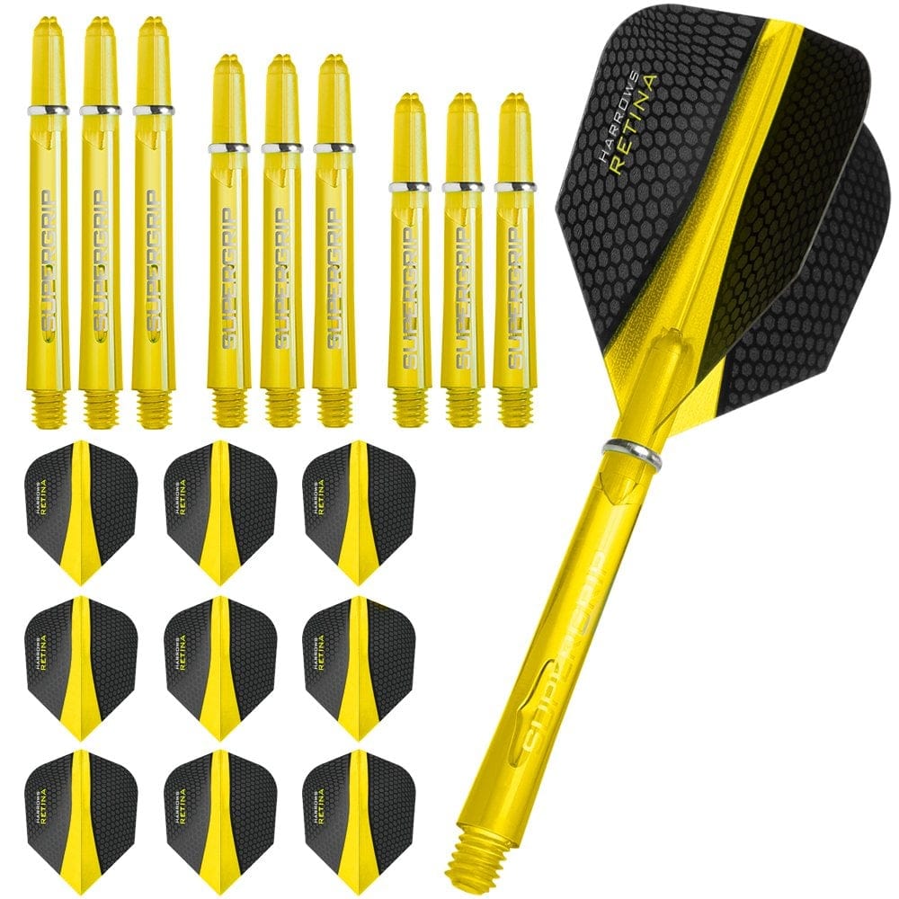Harrows Retina Dart Flights and Shafts Combo Kit - 3 Sets - Yellow