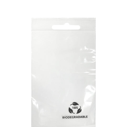 Biodegradable Clear Grip Seal Bags with Euroslot (100) - B80 - 12cm X 8cm