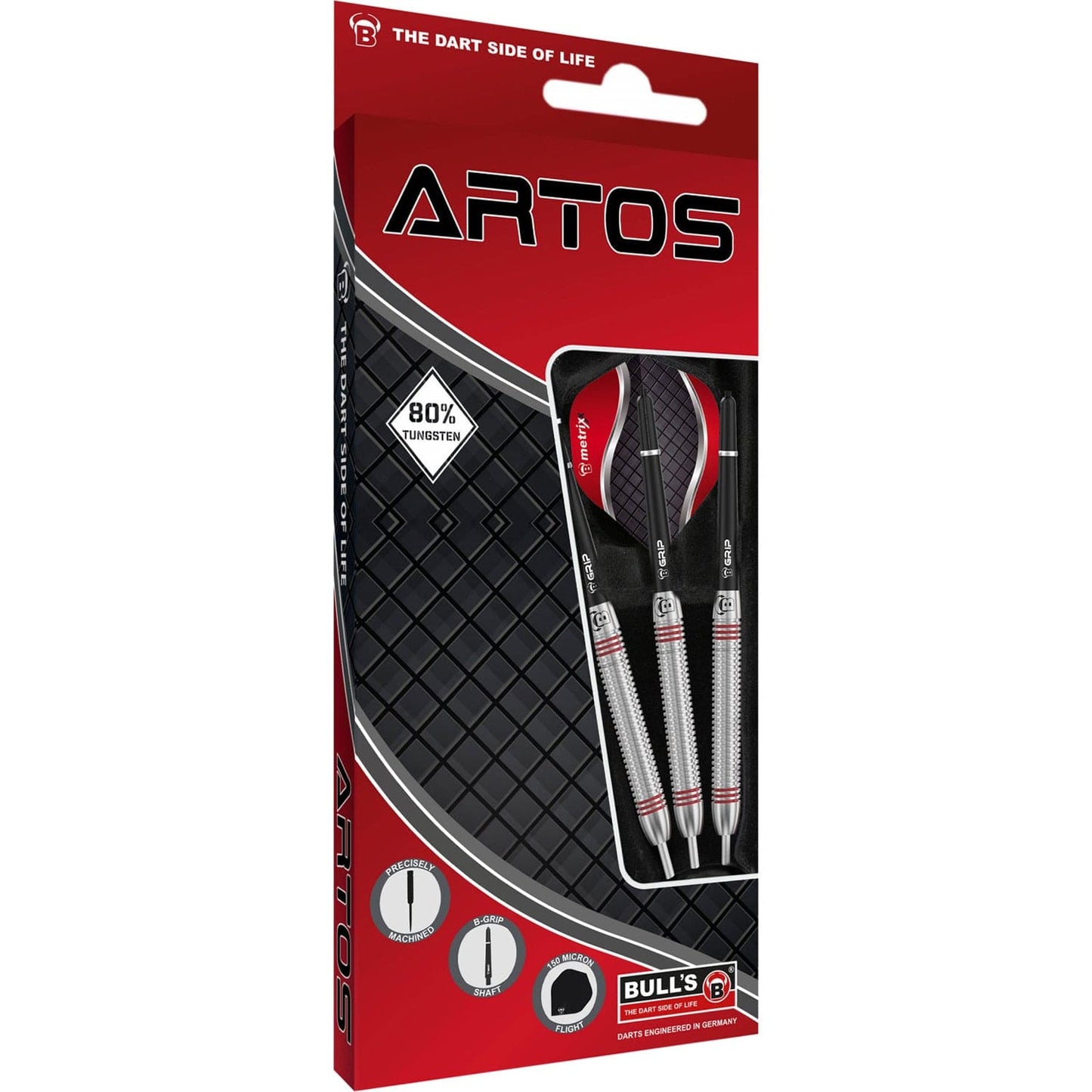 BULL'S Artos AR3 Darts - Steel Tip - 80% Tungsten - Red