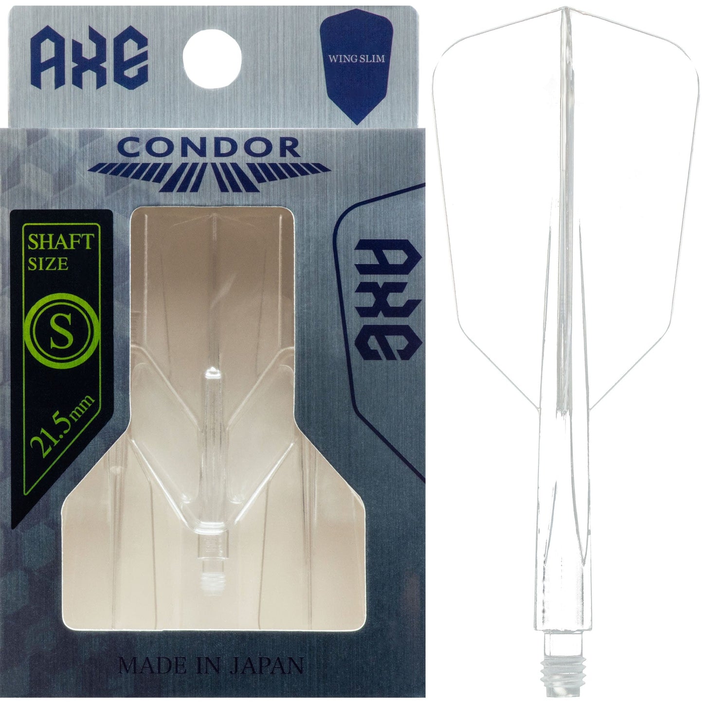 Condor AXE Dart Flights - Slim - Wing - Clear Short