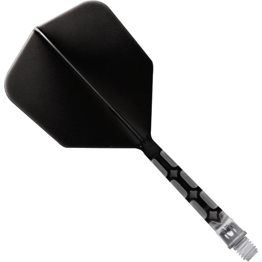 Cuesoul Rost T19 Integrated Dart Shaft and Flights - Big Wing - Clear with Black Flight Long