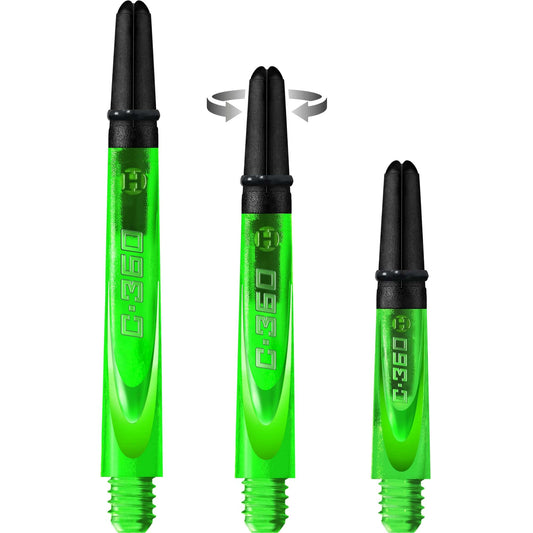 Harrows Carbon 360 Shafts - Polycarbonate Dart Stems with Carbon Top - Green
