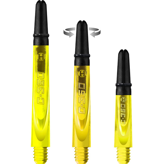 Harrows Carbon 360 Shafts - Polycarbonate Dart Stems with Carbon Top - Yellow