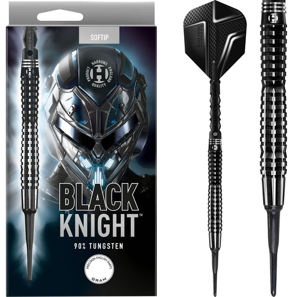 Harrows Black Knight Darts - Soft Tip - Black & Silver
