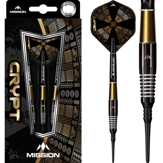 Mission Crypt Darts - Soft Tip - M2 - Black & Gold 21g