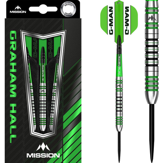 Mission Graham Hall Darts - Steel Tip - 90% - Black & Green 22g