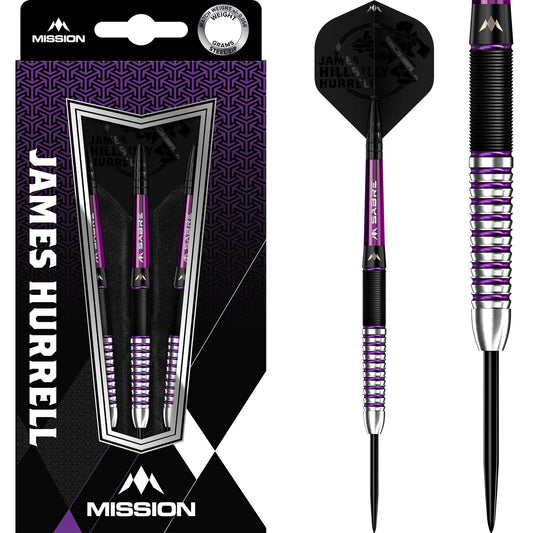 Mission James Hurrell Darts - Steel Tip - Hillbilly - Black & Purple 22g