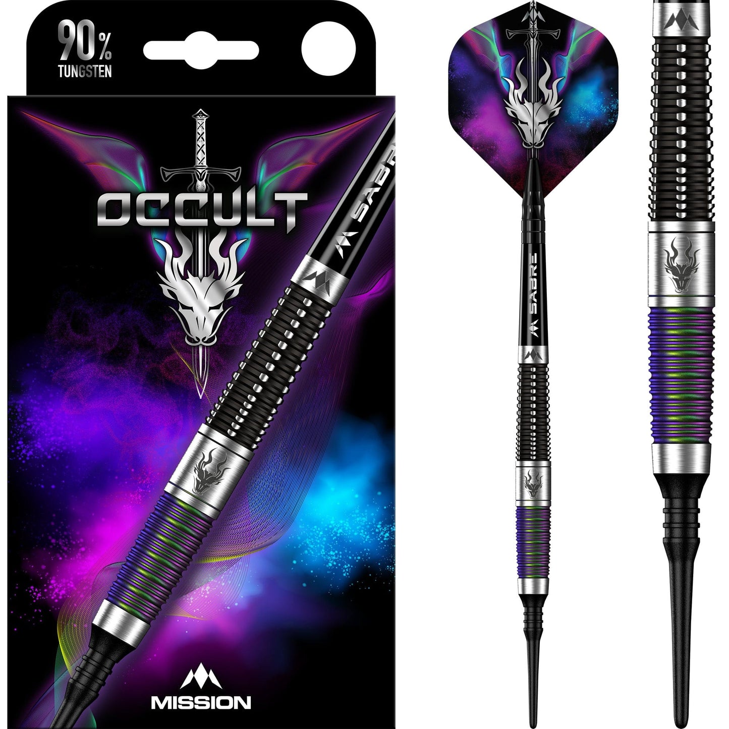 Mission Occult Darts - Soft Tip - 90% - Black & Coral PVD 18g