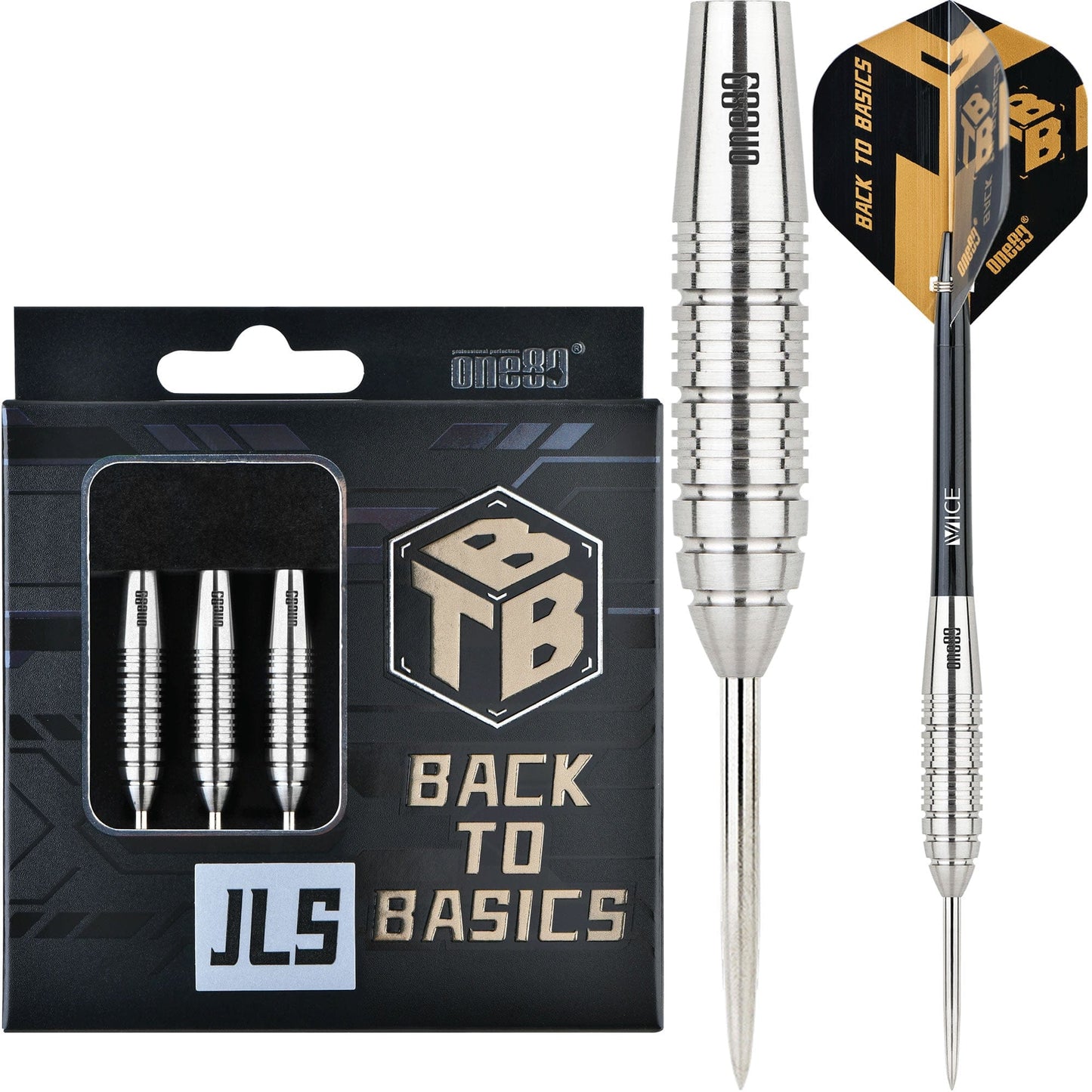 One80 Back To Basic Darts - Steel Tip - JLS - Natural - Ringed 23g