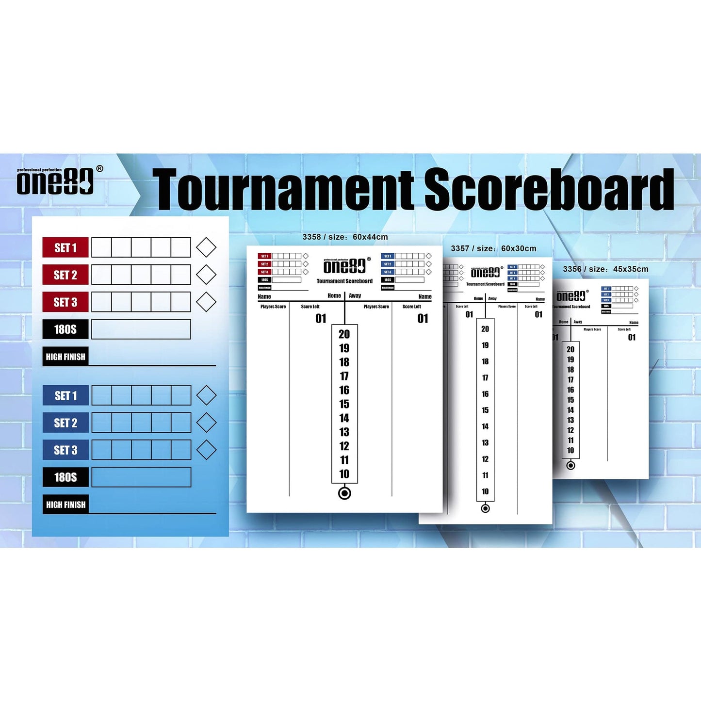 One80 Tournament Scoreboard - Marker Board - Dry Wipe - 60x44cm - Whiteboard