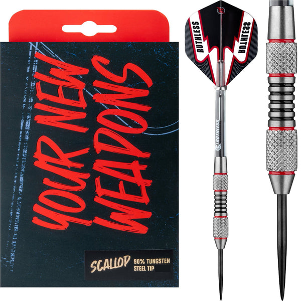 Ruthless Scallop Darts - Steel Tip - Twin Knurl - Black & Red - 21g