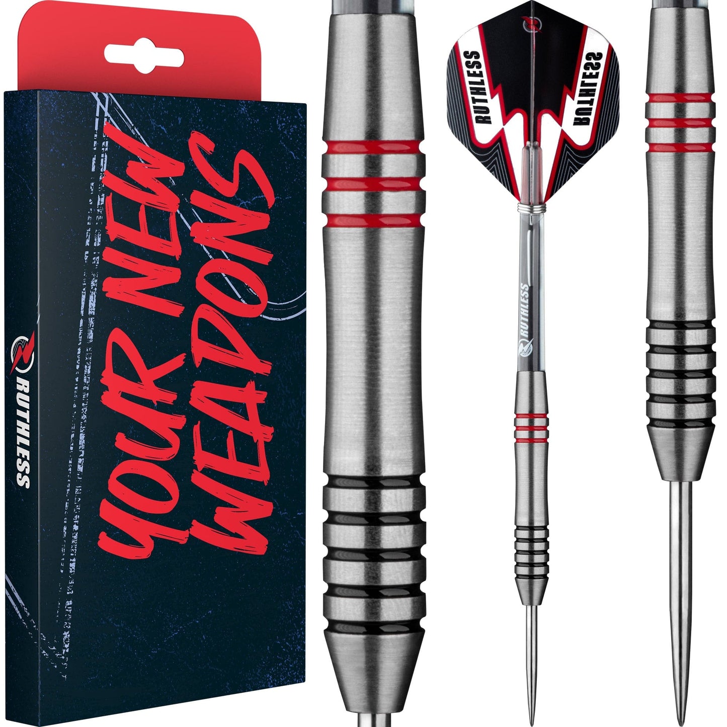 Ruthless Scallop Darts - Steel Tip - Twin Ring - Black & Red - 24g 24g
