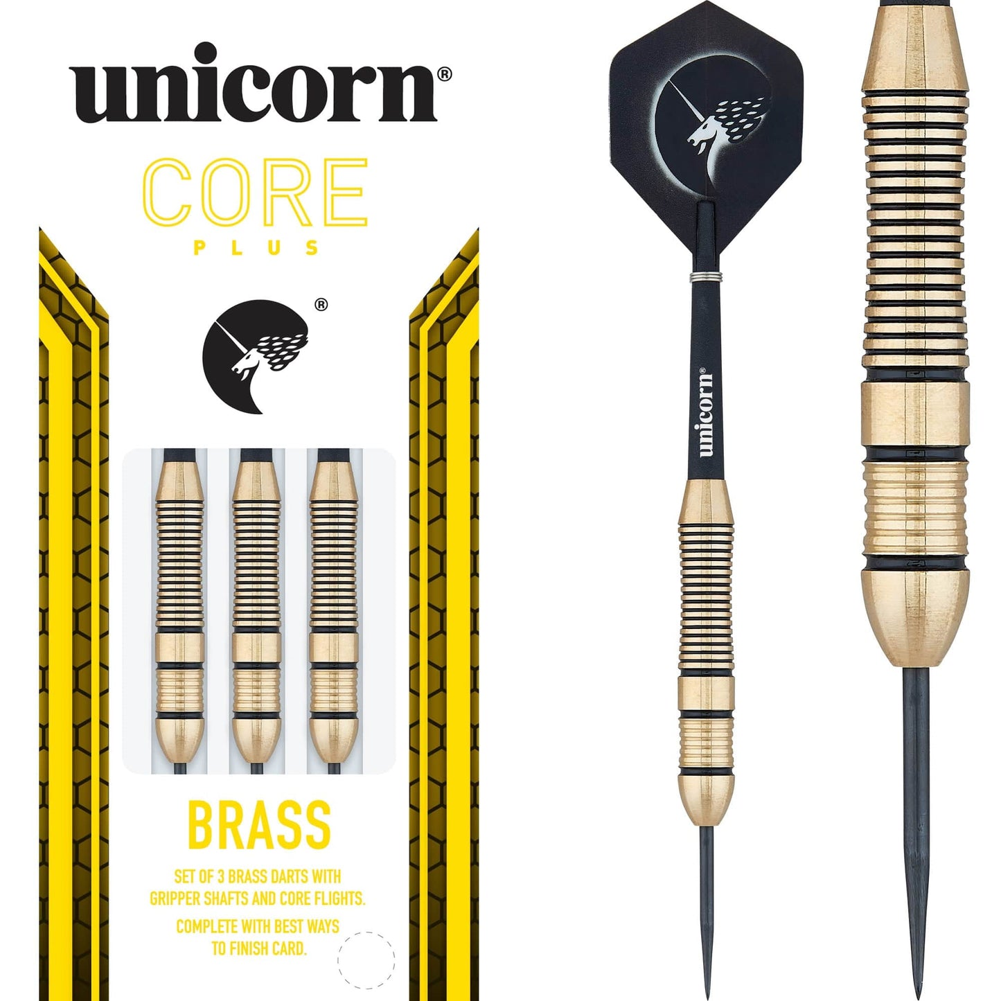 Unicorn Core Plus Win Darts - Steel Tip Brass - Style 1 - Scallop 22g