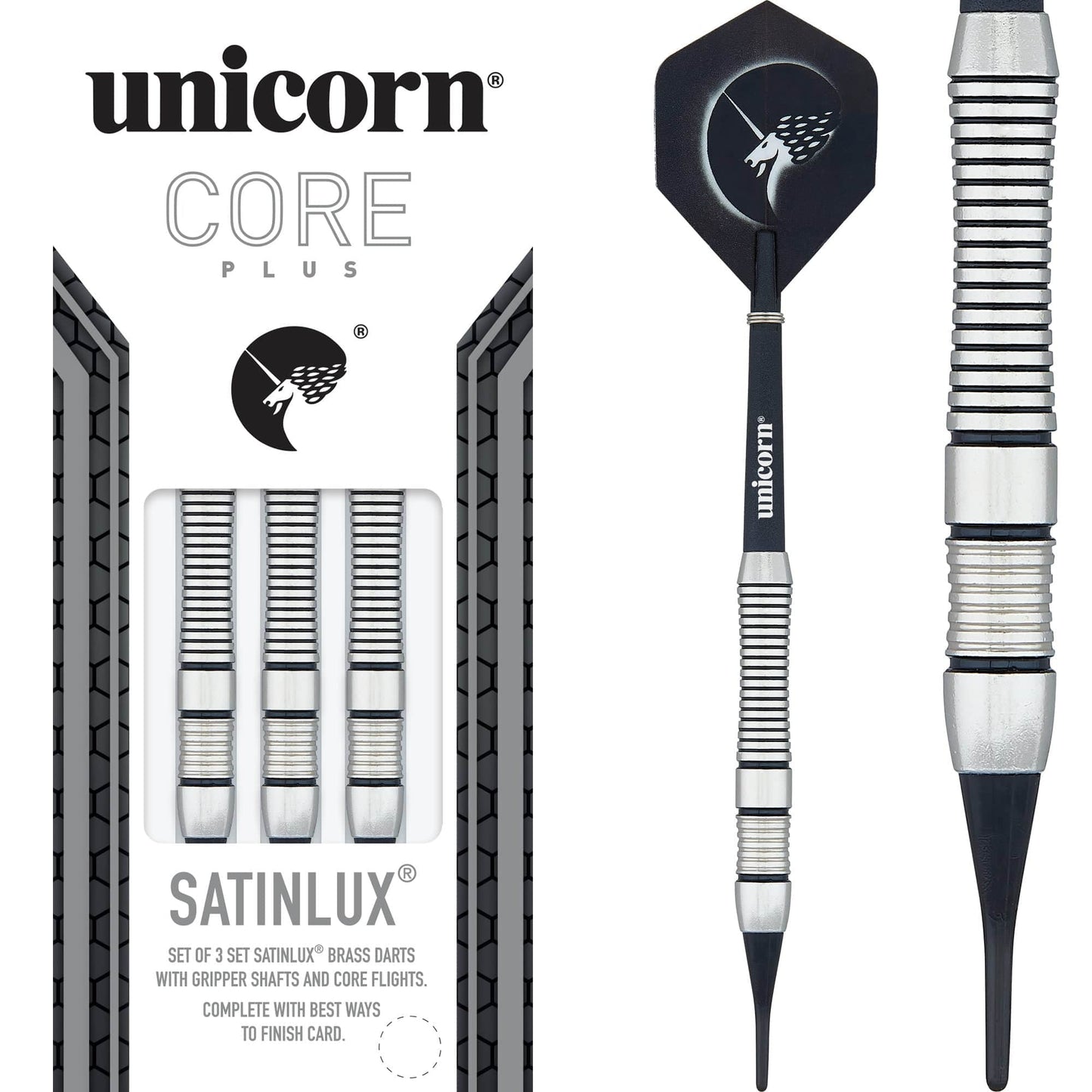Unicorn Core Plus Win Darts - Soft Tip SatinLux - Chrome Effect 16g