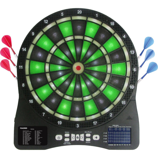 XQMax Electronic Dartboard - Multiplayer - with 6 Darts - 48 Games - Madrid