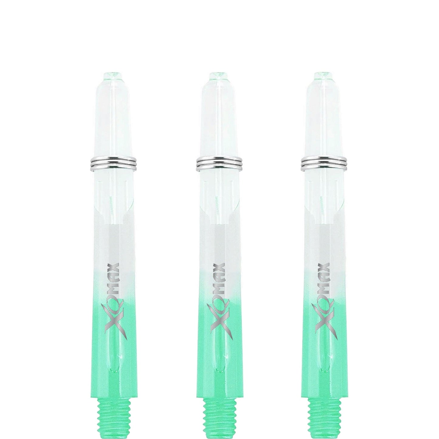 XQMax Gradient Polycarbonate Dart Shafts - with Logo - includes Springs - Transparent & Green Tweenie