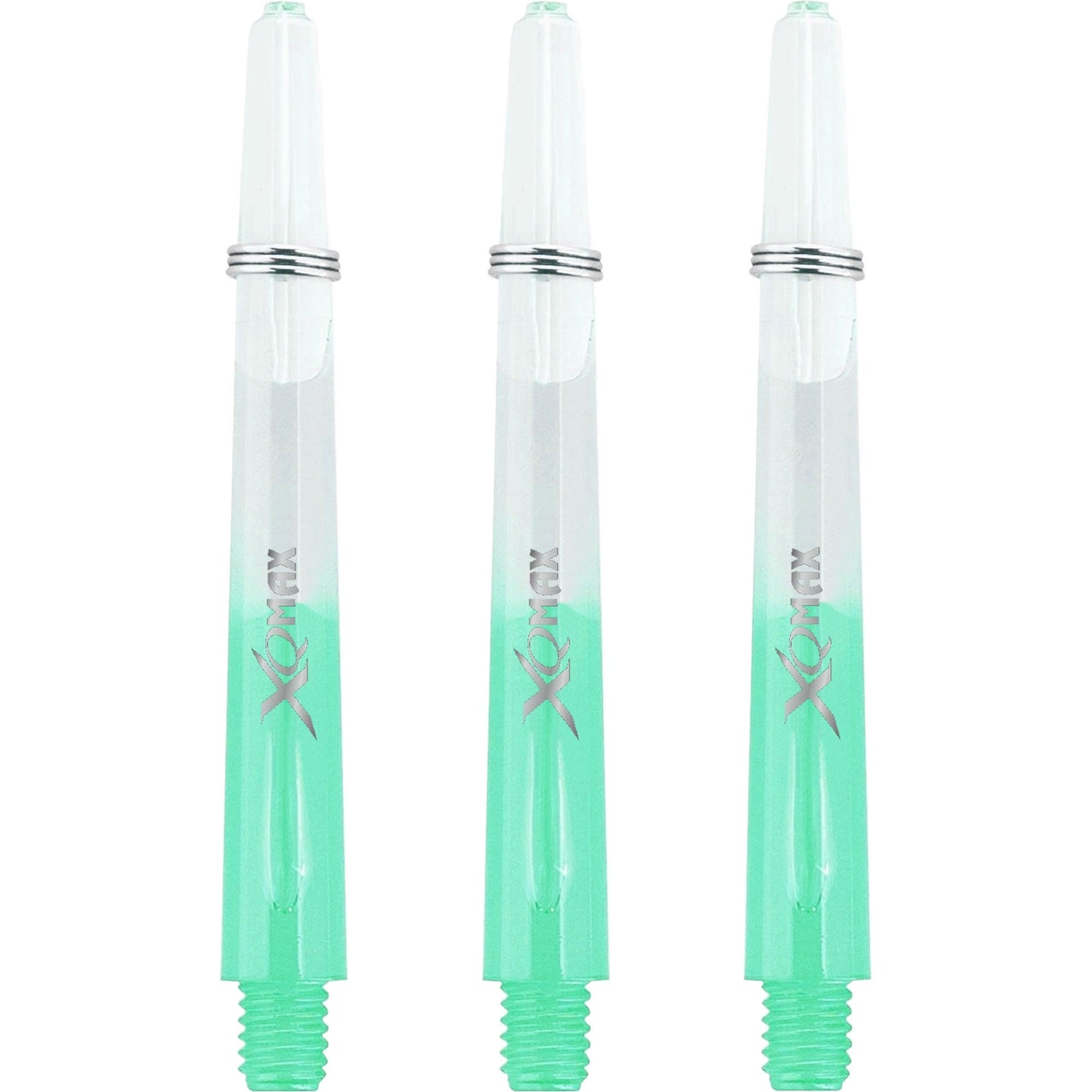 XQMax Gradient Polycarbonate Dart Shafts - with Logo - includes Springs - Transparent & Green Medium